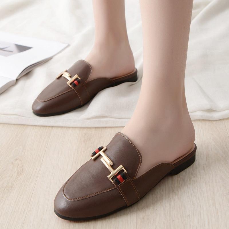 Stevvex women's outdoor platform slides with square toe and slip-on design, featuring comfortable pointed loafers and mules for women.
