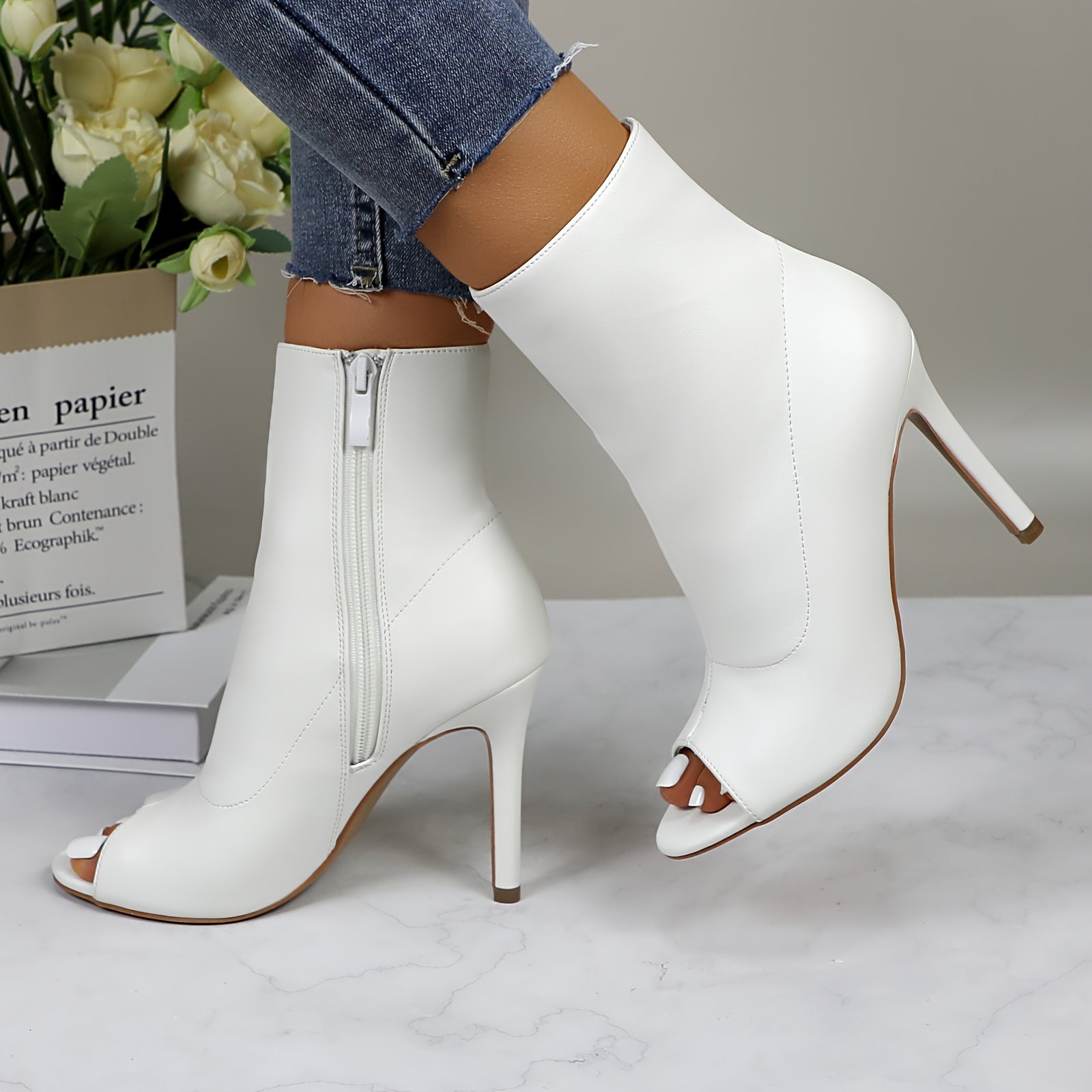 Shiny metallic stiletto boots for women, perfect for dance parties, by Trendy Attic Store01, featuring a sleek, reflective finish.