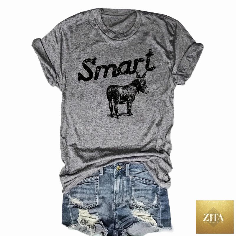 Women's Zita La Belle Elite casual short sleeve round neck T-shirt, lightweight summer top in a relaxed fit, shown on a model.
