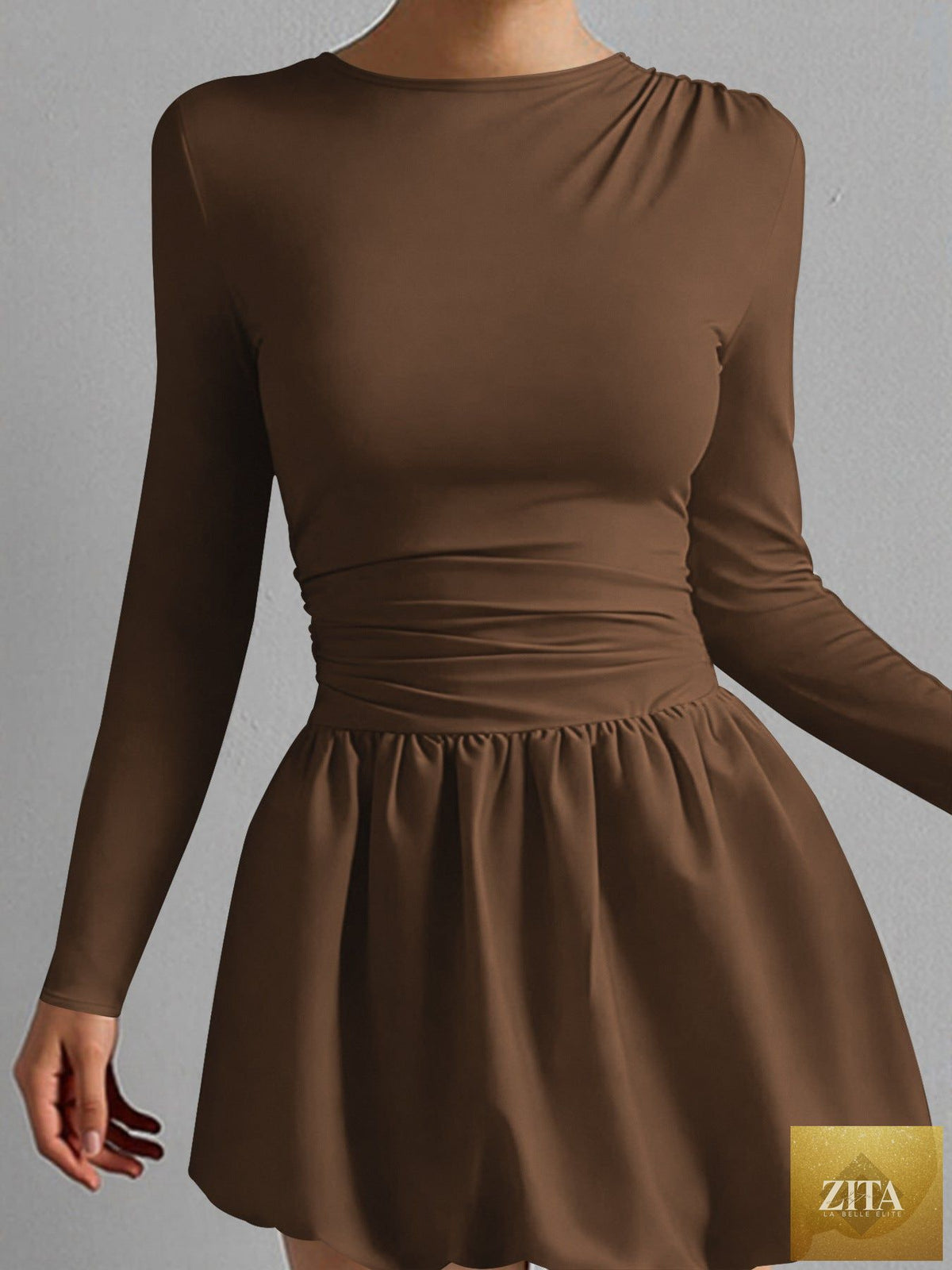 Women's solid color stretch casual dress by Zita La Belle Elite, featuring a comfortable, fitted silhouette for everyday wear.