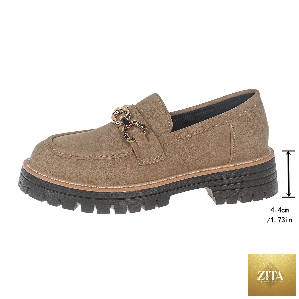 Women's British-style chunky block heel low-top shoes by FitiqueFit, featuring stylish design and comfortable footwear for casual wear.
