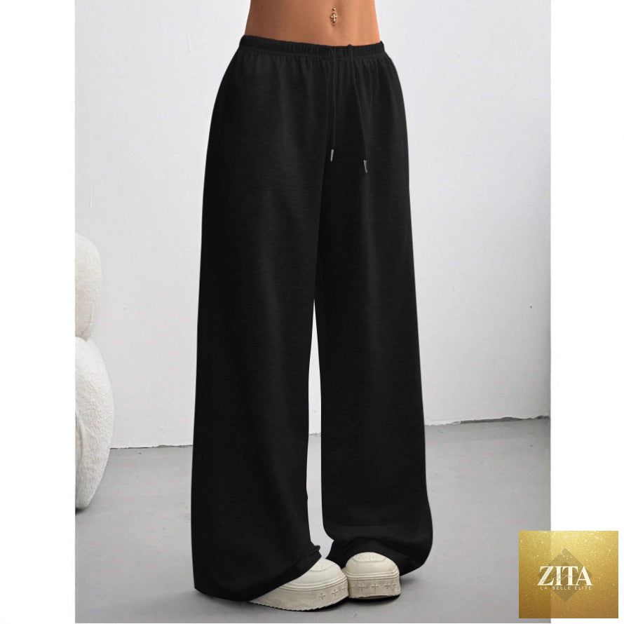 Zita La Belle Elite minimalist straight-leg drawstring sweatpants in six colors, casualwear, available in sizes S–2XL.