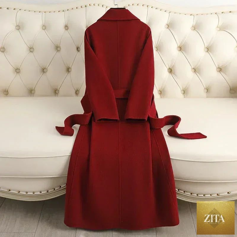 Elegant Korean wool coat for women by Zita La Belle Elite, showcasing a warm, stylish winter jacket with a classic design.