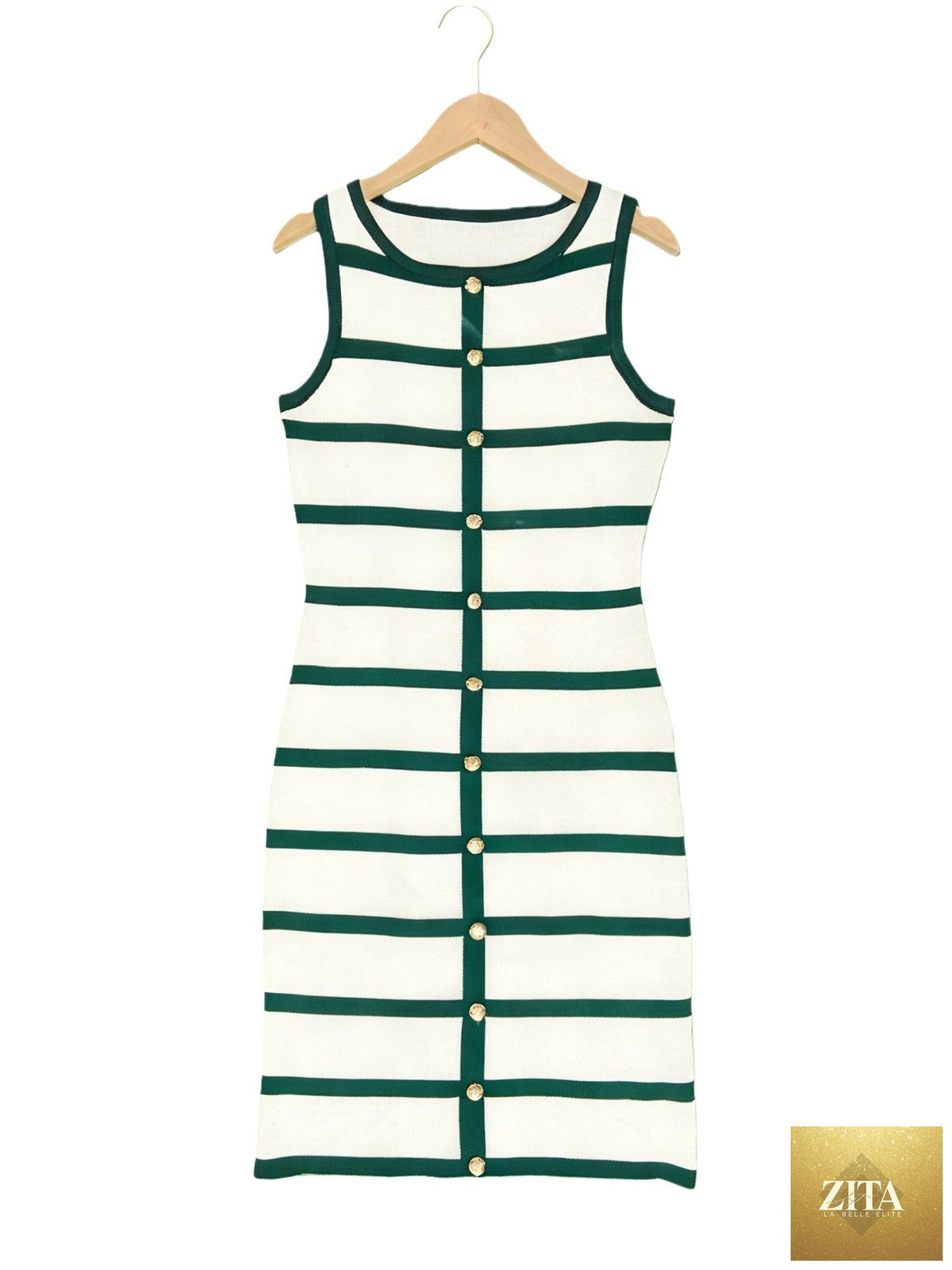 Contrast stripe knit sleeveless midi dress by FitiqueFit, casualwear in five colors, featuring a stylish, relaxed fit.