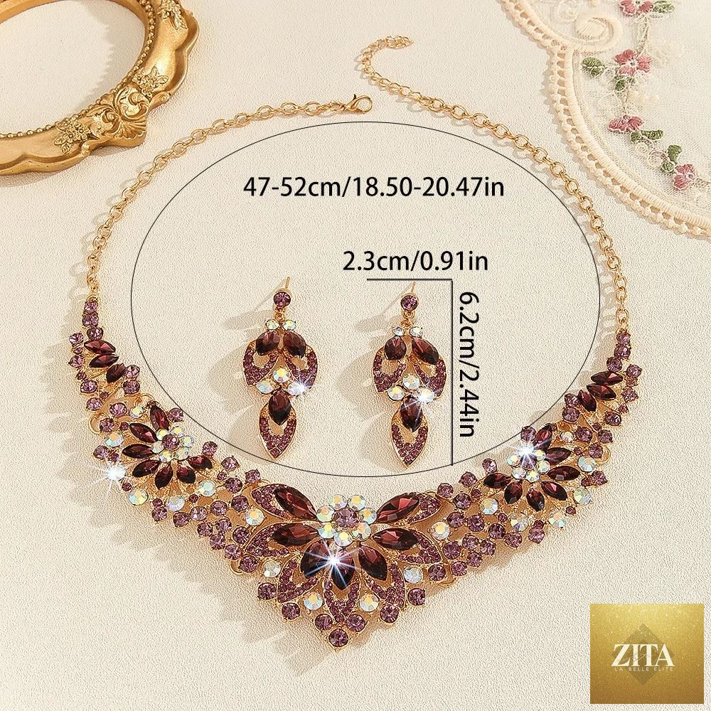 Mandotos crystal earrings suite featuring high-profile, elegant design with sparkling crystal accents for a luxurious look.