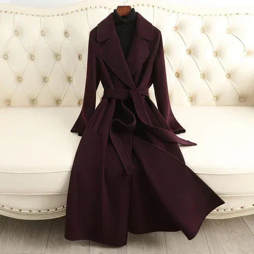 Korean wool coat for women from Femstylo, elegant autumn and winter jacket with classic design and warm fabric.