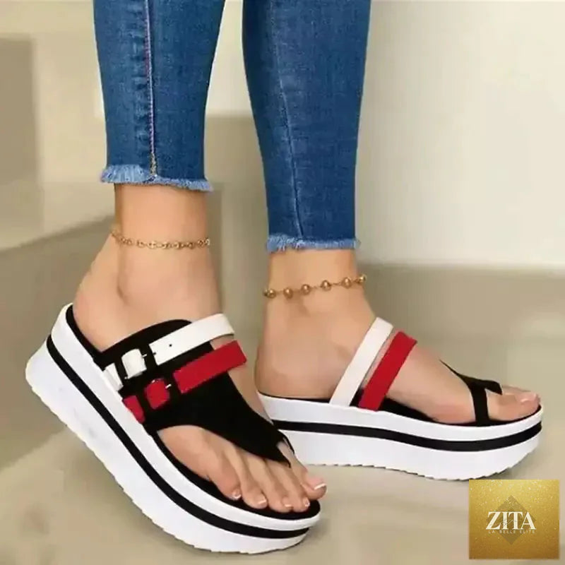 Women's wedge heel platform sandals from Trendy Attic Store01, featuring open-toe design and comfortable slip-on style.