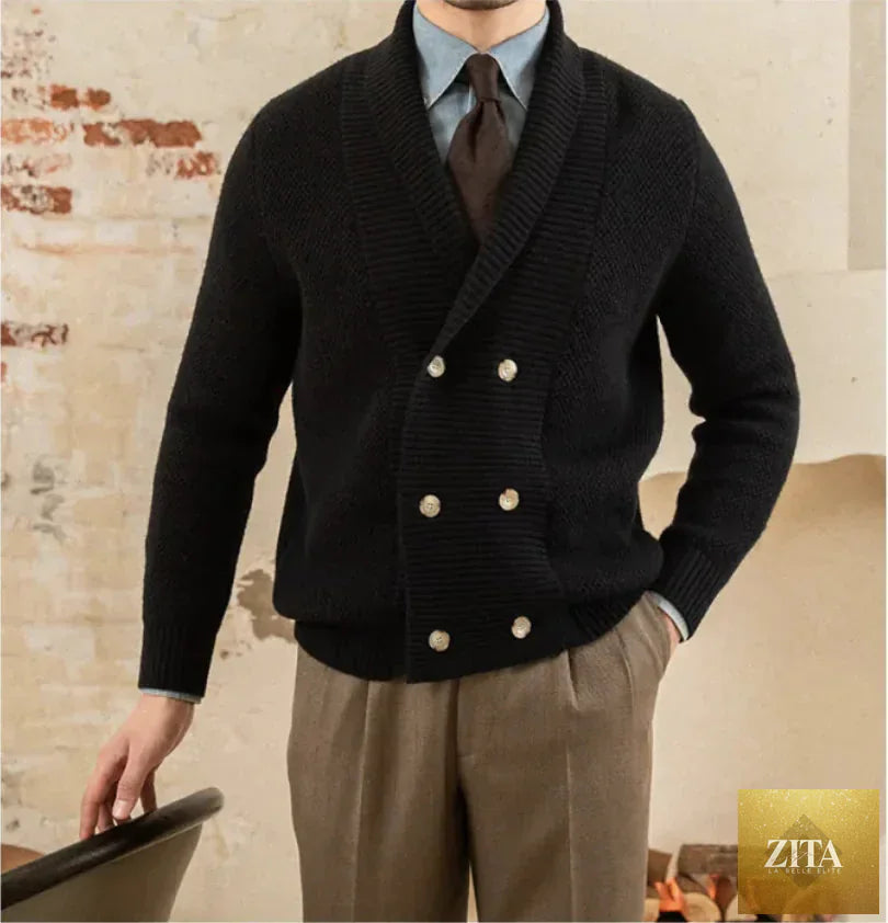 Men's V-neck sweater coat from Trendy Attic Store01, featuring a cozy knit design and classic V-neck style for casual wear.