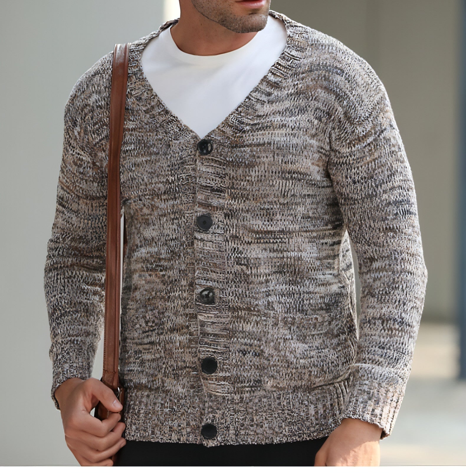 Men's Autumn And Winter Thin Mixed Wool Sweater Carmine Juneberry