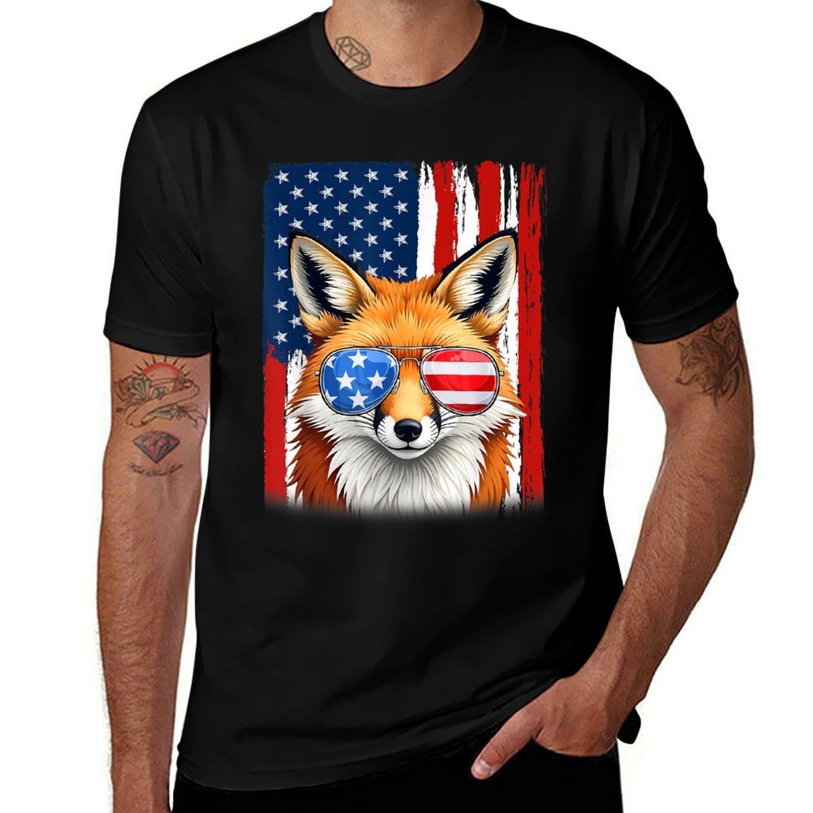 Fox US America Men Women 4th of July Patriotic Breathable T-Shirt