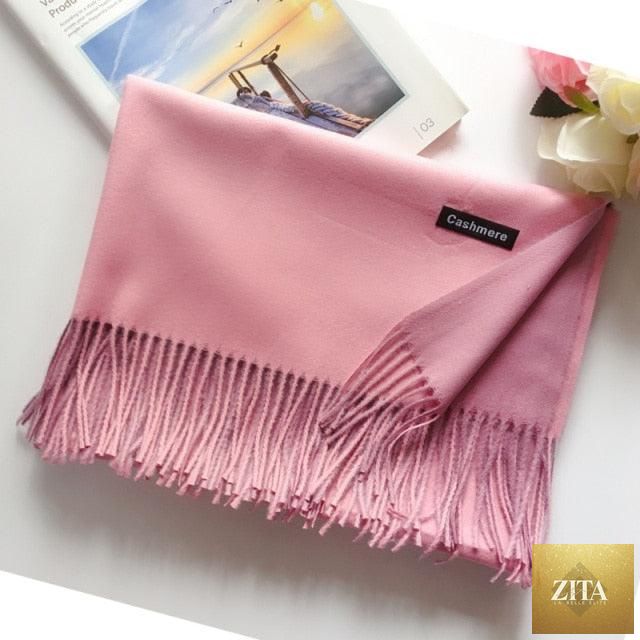 Stevvex cashmere hijab and scarf set with dot pattern, tassels, and thick, soft wool for women in autumn and winter.