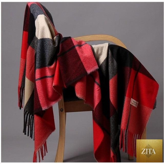 Stevvex cashmere hijab scarf featuring dot pattern, tassels, and elegant thick wool design, suitable for autumn and winter wear.