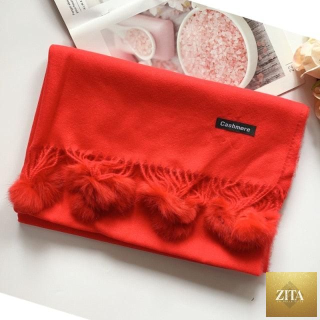 Stevvex long cashmere hijab scarf with dot pattern, tassels, and soft wool fabric, ideal for autumn and winter warmth.