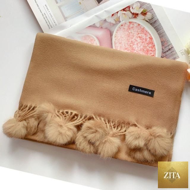 Stevvex soft cashmere hijab scarf with dot pattern, tassels, and elegant thick wrap design for women in autumn and winter.
