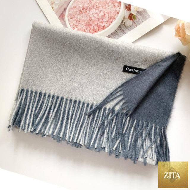 Stevvex long cashmere hijab scarf with dot pattern, tassels, and soft wool, ideal for autumn and winter warmth and elegance.