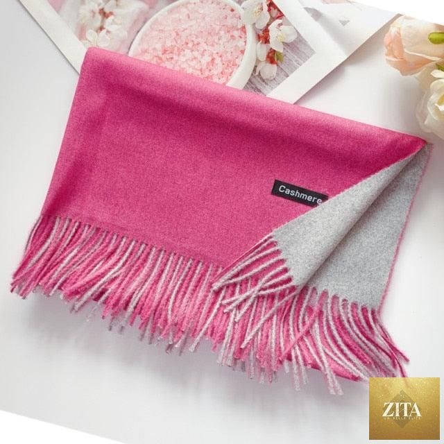 Stevvex women's cashmere hijab scarf with dot pattern, tassels, soft wool, lightweight, warm, and elegant for autumn winter wear.