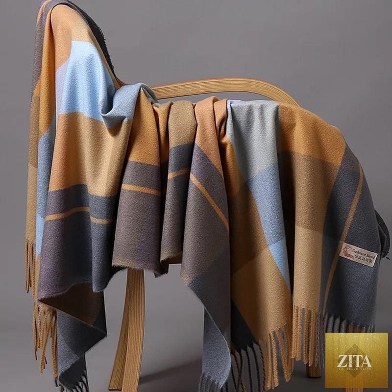 Stevvex long soft cashmere hijab scarf with dot pattern, tassels, and elegant thick wrap for women in autumn winter.