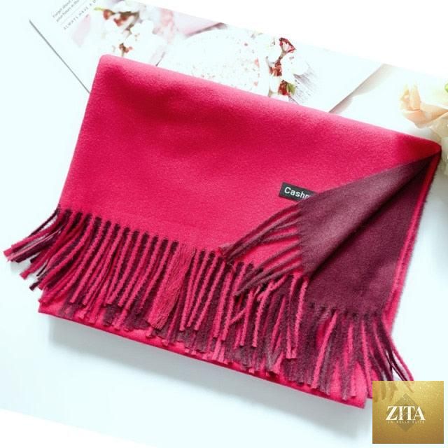 Stevvex long soft cashmere hijab scarf with dot pattern, tassels, and elegant thick wrap design for women in autumn winter styles.