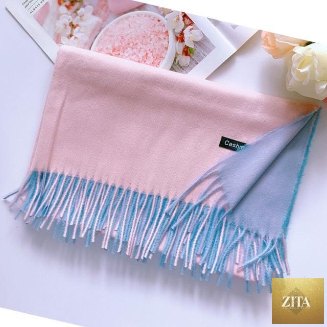 Stevvex long soft cashmere hijab scarf with dot pattern, tassels, and elegant thick wrap for women in autumn and winter.