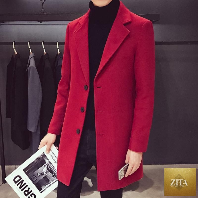 Stevvex men's casual trench coat with long, oversized design, windproof fabric, classic style, suitable for business and casual wear.