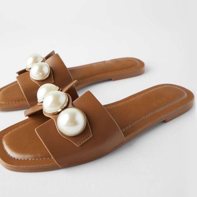 Stevvex pearl flat sandals for women featuring slip-on design, perfect for beach, casual, or bridal summer occasions.
