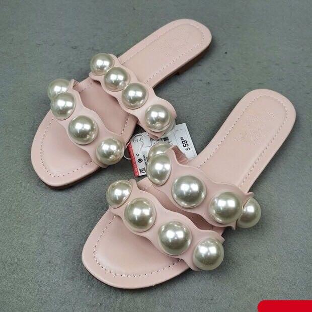 Stevvex women's pearl flat sandals with slip-on design, casual beach flip flops, dressy summer slippers, bridal shoe style.
