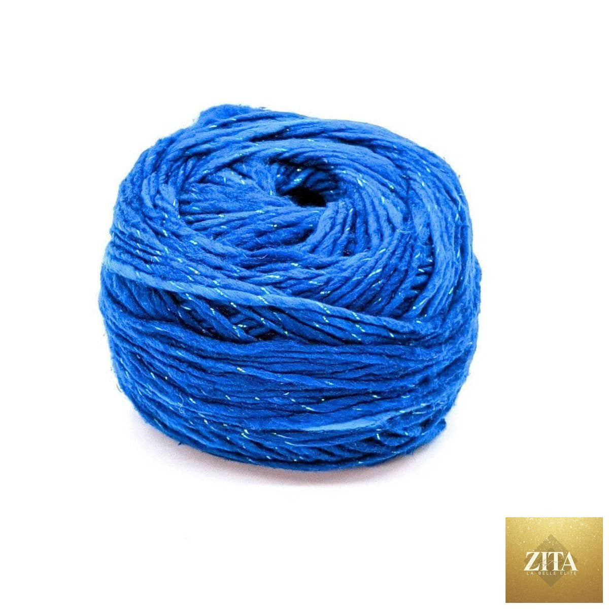 Zita La Belle Elite fashion skinny crochet scarf kit with sparkling blue eco-friendly yarn, perfect for boho-style women’s accessories.