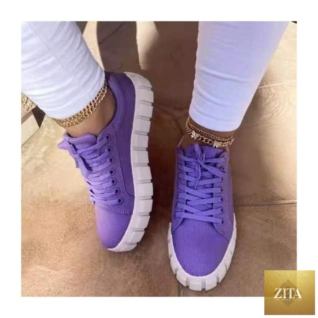 Women’s purple Stevvex platform sneakers with lightweight, comfortable leather design, casual vulcanized tennis shoes for spring fashion.