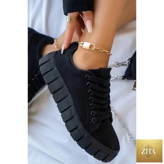 Women’s purple platform sneakers by Stevvex, lightweight casual tennis shoes featuring leather upper, comfortable vulcanized sole.
