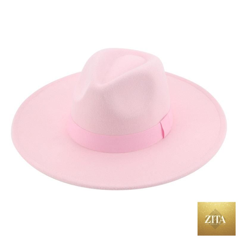 Elegant women's wide brim fedora hat by Stevvex with retro style, warm fabric, belt detail, suitable for weddings and casual wear.