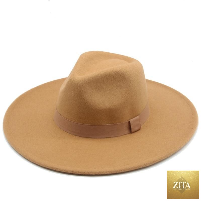 Elegant women's wide brim fedora hat by Stevvex with retro style, warm fabric, decorative belt, perfect for weddings and fashion.