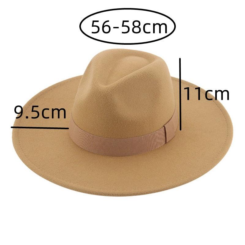 Fashionable Fedora Hats Women Wide Brim Dress Caps Women's Fedora Hats Elegant Wide Brim Fedora Hat Wedding Men Hat Warm Retro Style Belt 56-58cm