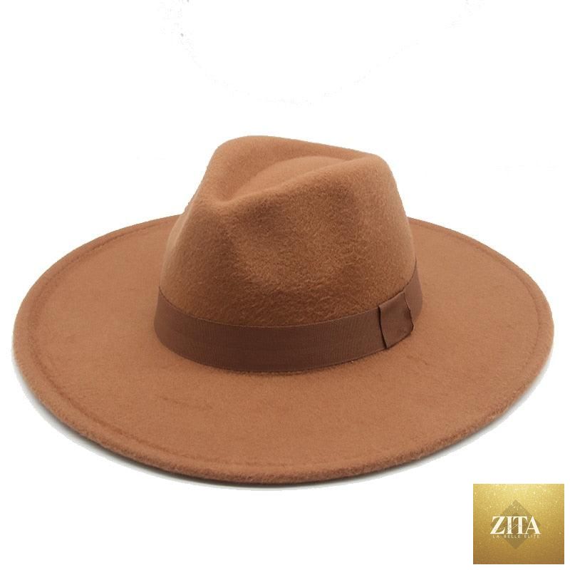 Elegant women's wide brim fedora hat by Stevvex with retro style, warm fabric, belt detail, suitable for wedding or casual wear.
