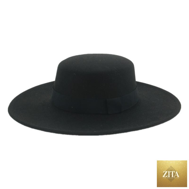 Elegant women's wide brim fedora hat by Stevvex with retro style, warm fabric, belt detail, suitable for weddings and casual wear.