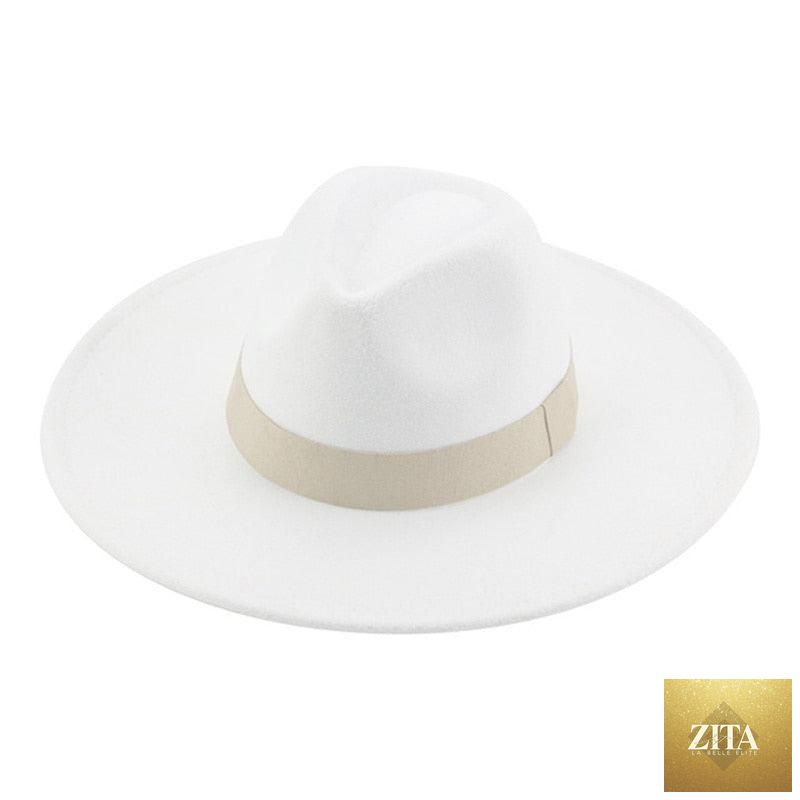 Elegant women's wide brim fedora hat by Stevvex with retro style, warm fabric, belt detail, suitable for wedding or casual wear.