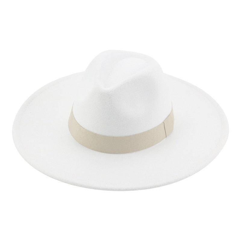 Fashionable Fedora Hats Women Wide Brim Dress Caps Women's Fedora Hats Elegant Wide Brim Fedora Hat Wedding Men Hat Warm Retro Style Belt 56-58cm