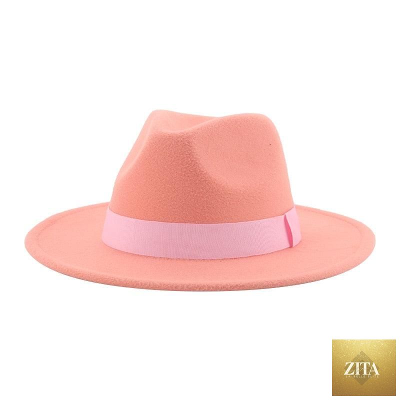 Elegant women's wide brim fedora hat by Stevvex with retro style, warm fabric, belt detail, suitable for weddings and casual wear.