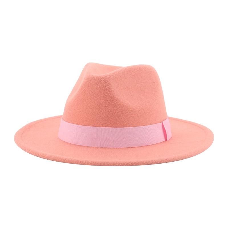 Fashionable Fedora Hats Women Wide Brim Dress Caps Women's Fedora Hats Elegant Wide Brim Fedora Hat Wedding Men Hat Warm Retro Style Belt 56-58cm