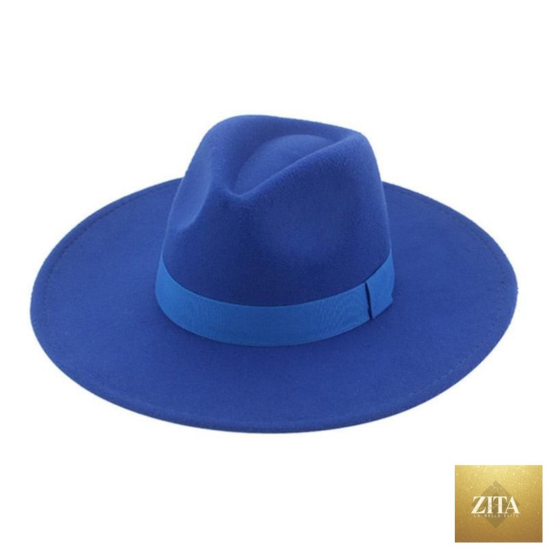 Elegant women's wide brim Fedora hat by Stevvex with retro style, warm fabric, belt detail, suitable for weddings and casual wear.