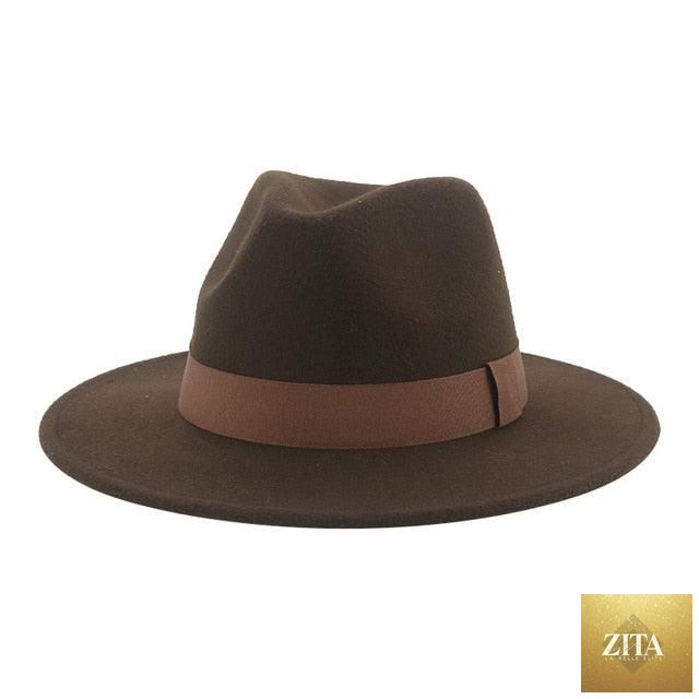 Elegant women's wide brim Fedora hat by Stevvex with retro style, warm fabric, belt detail, suitable for weddings and fashion.