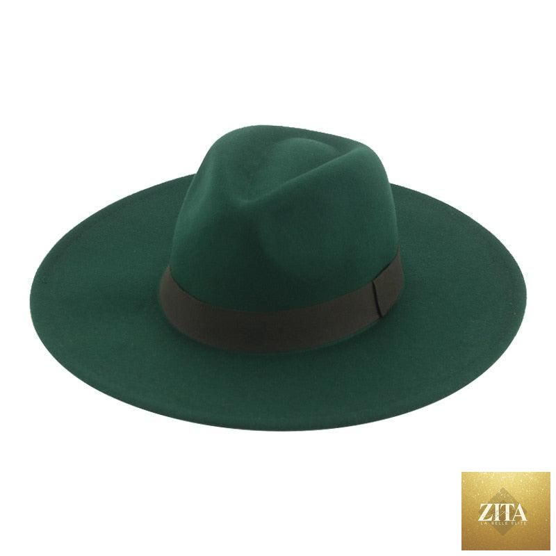 Elegant women's wide brim fedora hat by Stevvex, featuring a retro style, warm fabric, belt detail, perfect for weddings and fashion.