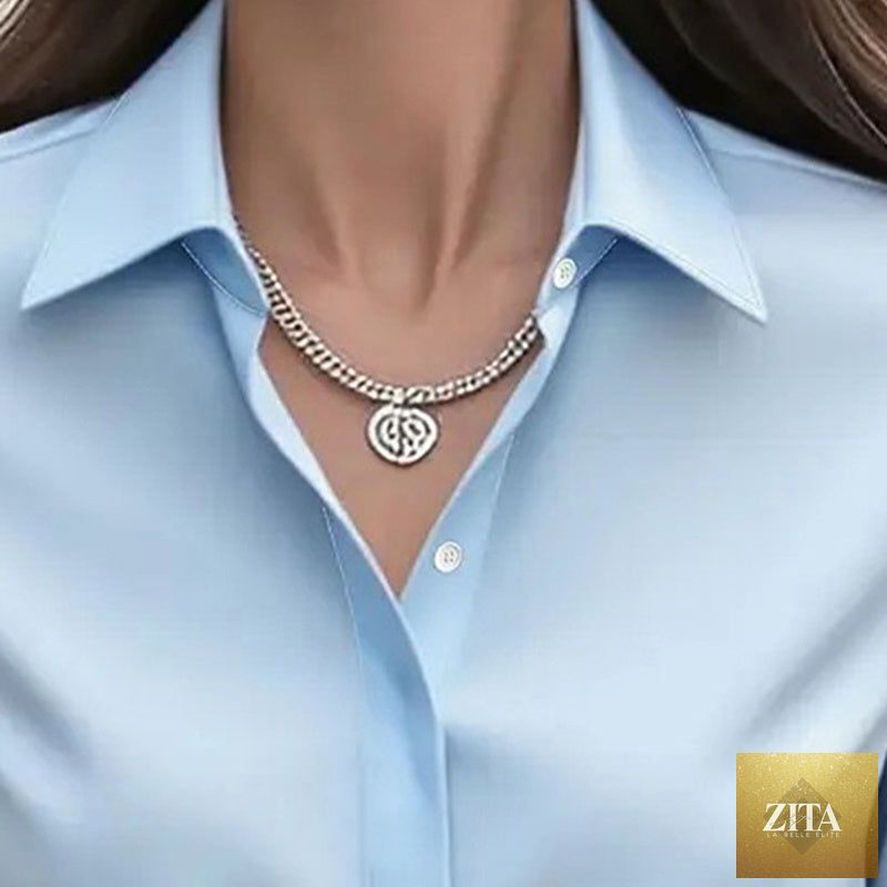Loose fit satin blouse by FitiqueFit with V-neck, long sleeves, ideal for casual and office wear, shown in soft satin fabric.