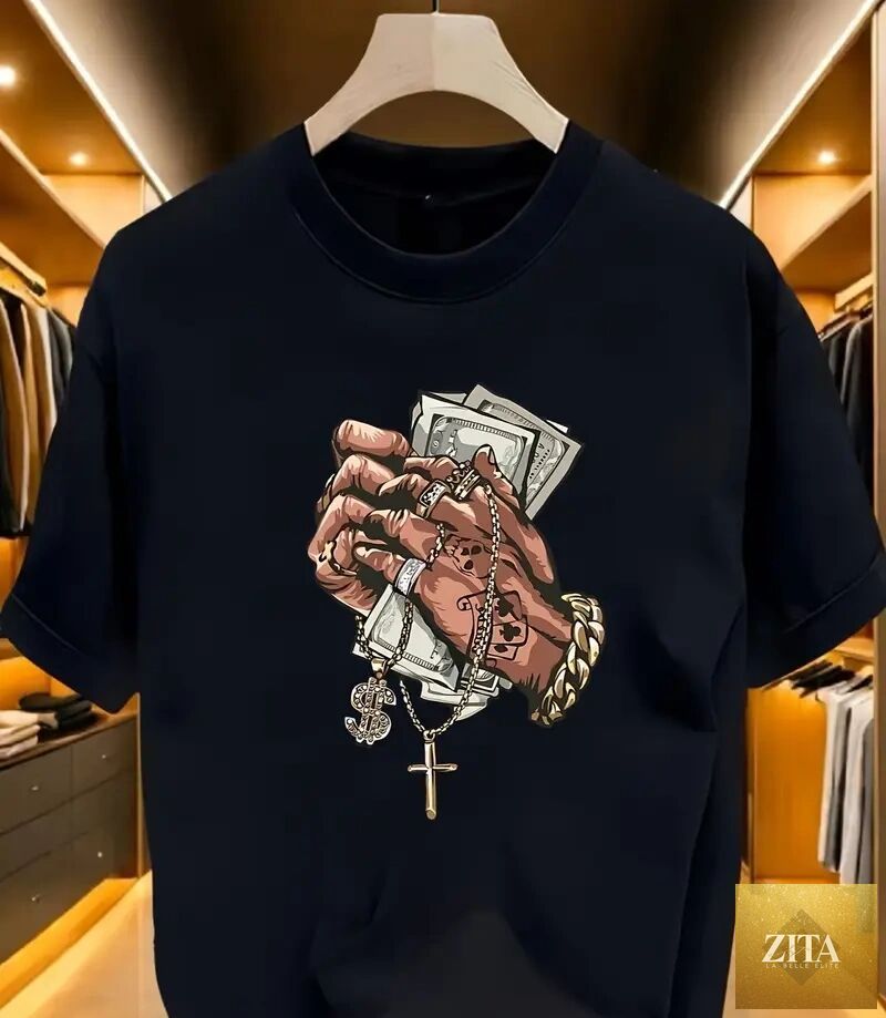 Printed short sleeve men's streetwear shirt by FitiqueFit featuring bold graphic design and casual fit.