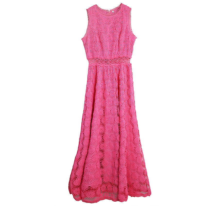 French Tea Break long hollow-out skirt by The Fashion Celestial, featuring intricate cutout details and flowing fabric.