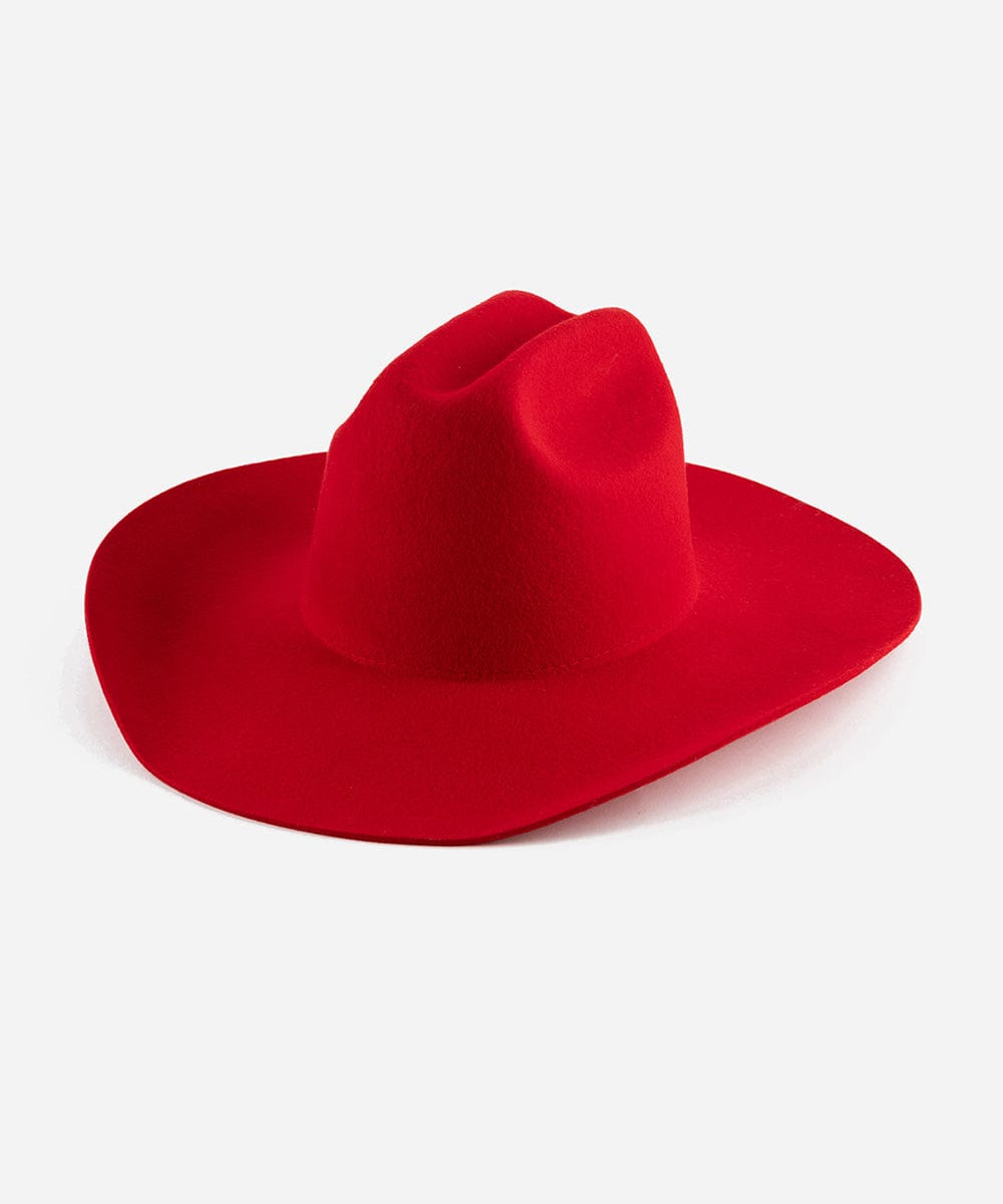 Cherry red GIGI PIP Teddy Cattleman cowboy hat made of felt, featuring a classic Western style with a wide brim.