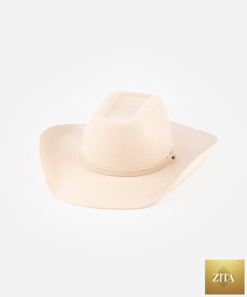 Cream felt Shane cowboy hat by GIGI PIP, featuring a classic wide brim and structured crown, in size XS (55).