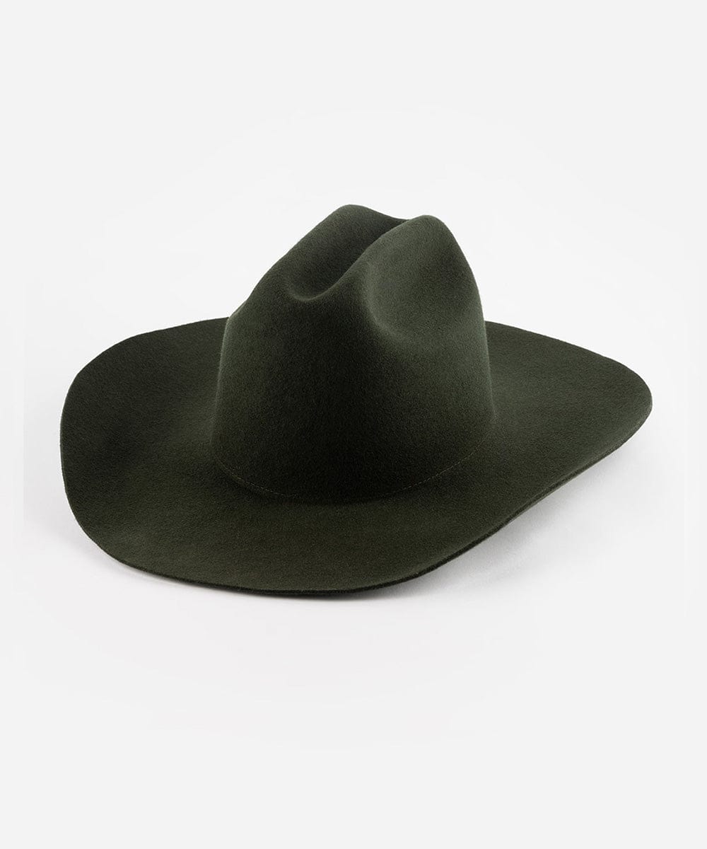 Dark green felt Teddy Cattleman cowboy hat by GIGI PIP with a classic cowboy style and wide brim.