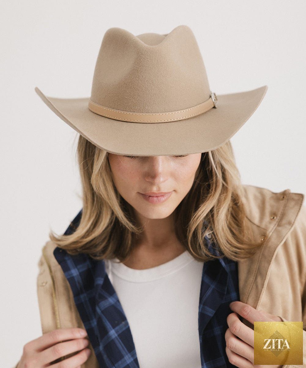 GIGI PIP Dean Rancher cowboy hat with pinched crown, made of felt, Western style for outdoor and riding wear.