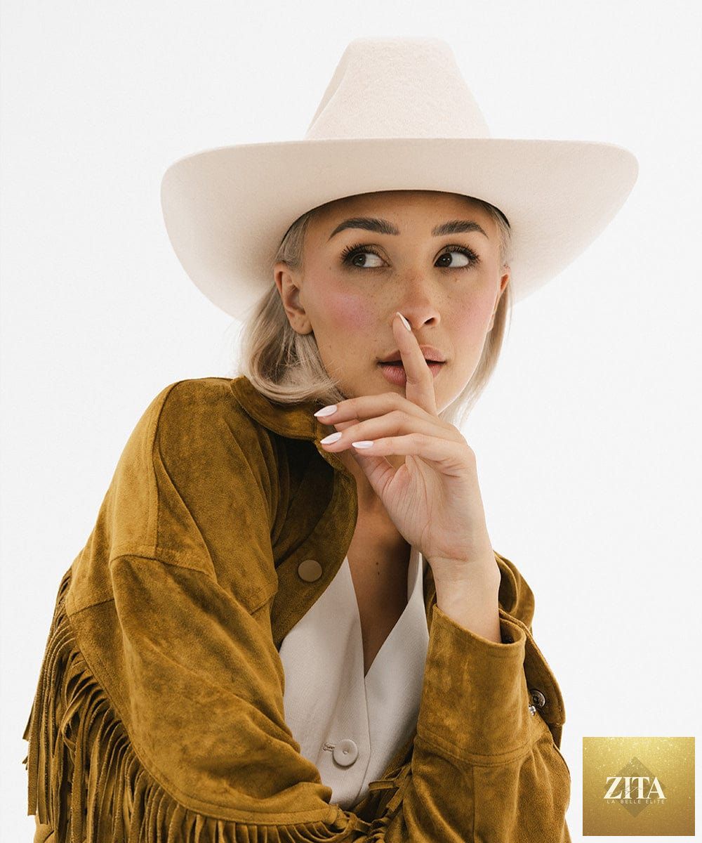GIGI PIP Lane felt cowboy hat with a brick-colored top, wide brim, and classic Western style for women.