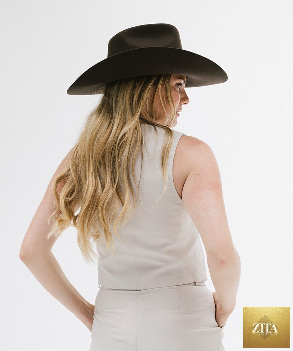 GIGI PIP Lane felt cowboy hat in brick color with a wide brim and classic Western style.